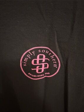 Simply Southern Black Tee with Pink Logo
